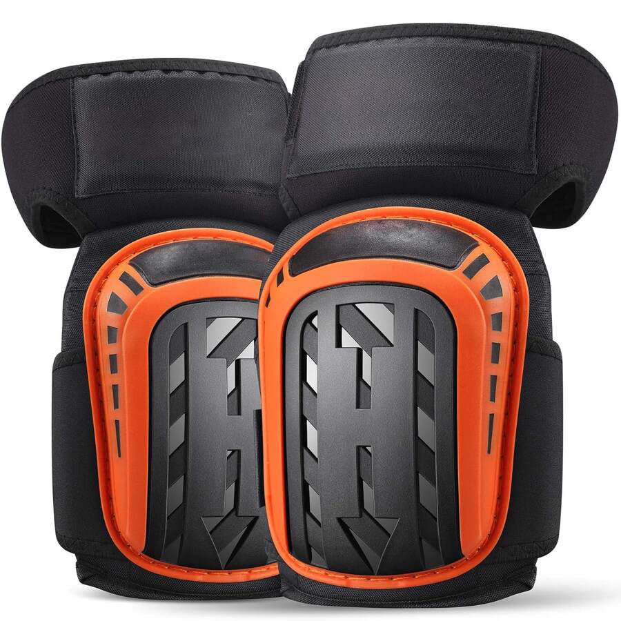 2pcs Safety Knee Pads For Men And Women, Professional Knee Pad For Work With Thick Foam And Soft Gel Cushion, Labor Protection Knee Brace For Construction, Work, Flooring, Gardening, Cleaning, Tiling,Orange - 橘色 - 查看 1