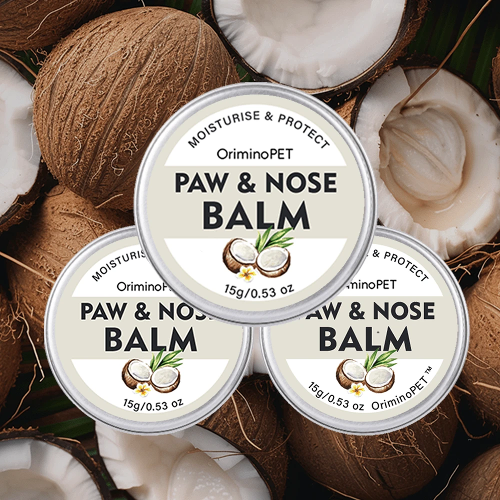 ORIMINOPET 3pc Coconut Essential Oil Paw & Nose Balm For Dogs & Cats, 0.53 Oz - Natural Moisturizing Balm For Dry, Cracked Paws & Noses, Soothing & Nourishing Formula - Grey - View 1