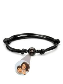 Pulsera trenzada con proyección de foto y dibujos animados personalizable | Diseño de cordón multicolor ajustable | Joyería conmemorativa personalizada | Ideal para parejas, regalos festivos y uso diario - Multicolor - Ver 21