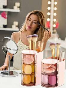 旋转式化妆品收纳盒 - 可收纳化妆刷、梳子、发夹、发刷、发夹和首饰，是万圣节/圣诞节/感恩节的理想礼物 - 彩色 - 查看 2