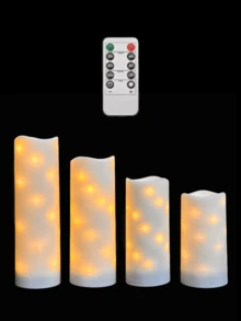 4/8/12-Piece Pack Of Remote-Controlled LED String Candles With Built-In Flashing LEDs. Battery Powered, With Timer/Remote Control Function, No Flame Candle Effect, Suitable For Desktop Center Decoration, Home, Birthday, Wedding, Party And Other Festive Lighting. - Warm Light - View 12