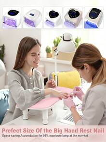 Adjustable U-Shaped Hand Support Pad, White PU Leather Hand Support Pad Suitable For Manicurists - Pink - View 10