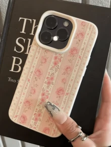 1 件装白色蕾丝条纹花卉简约全包覆 TPU 防震手机壳，兼容 Apple 17、16、15、14、13、12、11 Pro Max、Air 和 Series 机型 - 彩色 - 查看 2