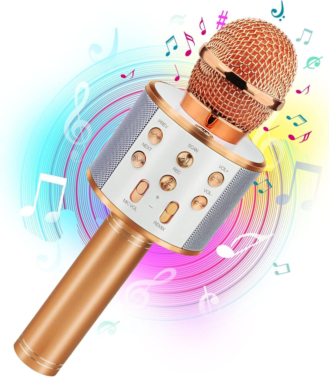 Micrófono de mano inalámbrico: ¡el regalo perfecto! Micrófono de karaoke inalámbrico con Bluetooth, ideal para niños y niñas de 4 a 12 años. También es ideal para regalar en Navidad. Perfecto para karaoke, fiestas, en familia, cantar en viajes, grabar instrumentos, entrevistas, discursos, etc.