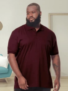 Men's Plus Size Polo Shirt G1 G2 G3 (Large Size, Special Size) - Màu Đỏ Sâu - Xem 4