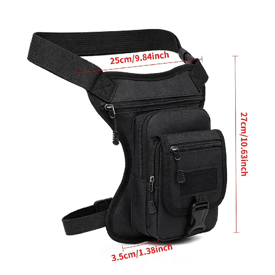 Bolsa de muslo para motocicleta Diseño táctico, puede contener teléfono y artículos esenciales, ligera, cierre con cremallera, correa ajustable