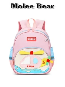 MOLEE BEAR MOLEEBEAR 儿童背包 幼儿园学前儿童书包 飞机图案 男女童款 - 粉色 - 查看 6
