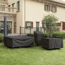 1pc Outdoor Waterproof Furniture Cover, Garden Furniture Cover, Rectangular Patio Table Cover, Oxford Cloth Rain Snow Dust UV Protection, Patio Furniture Cover, Black & Silver, Indoor Outdoor Storage, Camping, Gardening Supplies, Gardening Decor, Multiple Sizes (Home, Office, Travel) - Outdoor Table and Chair Dust Cover - View 4