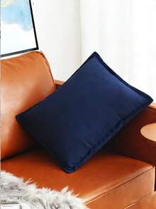 1 件纯色海军蓝抱枕套，带滚边和拉链，单色天鹅绒枕套，可用作床头靠垫、沙发靠垫，尺寸：45*45cm、30*50cm、40*40cm、50*50cm。 - 藏蓝色 - 查看 5