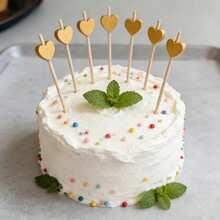 200支/100支/50支/20支/10支装竹制心形水果签，适用于婚礼自助餐、甜点、情人节派对、聚会、餐厅派对、生日庆典等场合。 - 金色 - 查看 4