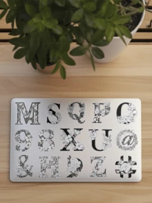 50张数字字母贴纸 银色烫金贴纸 适用于笔记本电脑包、日记本、剪贴簿装饰 透明贴纸 - 花卉字符 - 查看 5