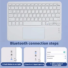 Detachable Rechargeable Touchpad Keyboard Case With Pen Slot, Compatible With Samsung Galaxy Tab / IPad / Redmi Pad SE, Magnetic Bluetooth Keyboard Cover (Light Gray) - Light Grey - View 2