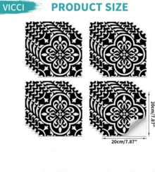 10 adesivi per piastrelle da pavimento, stacca e attacca, adesivi per piastrelle da cucina, 20 x 20 cm, adesivi per metropolitana, PVC autoadesivo, adatti per pavimenti, camere da letto, bagni, lavanderie, decorazioni per caminetti - 10Pcs - Visualizzare 2