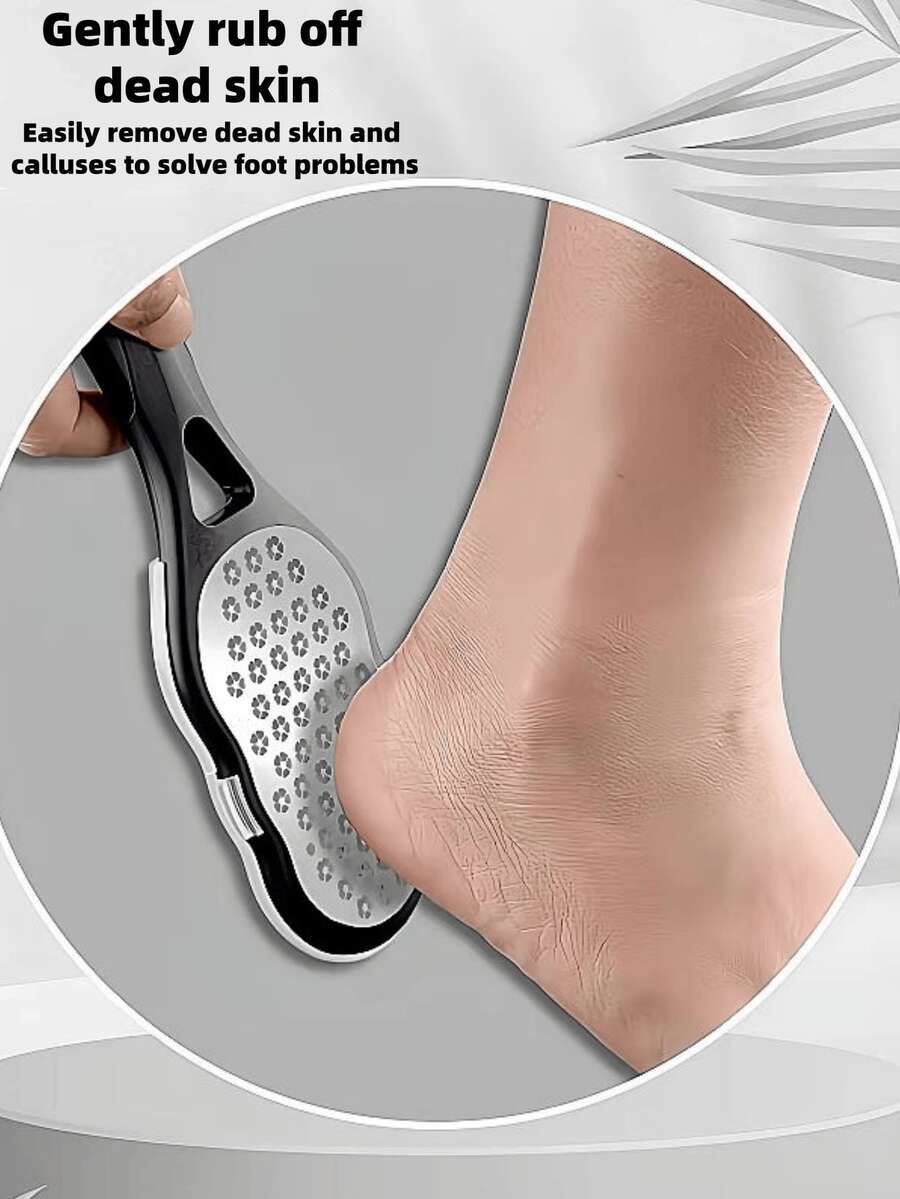 1 pieza Lima de pies profesional de acero inoxidable - Elimina callosidades y piel muerta, lijado anti-salpicaduras, resuelve problemas de los pies como callosidades y piel muerta fácilmente - Multicolor - Ver 1