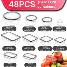 48 Pcs (24 Lunch Boxes, 24 Lids ) Sealed Rectangular Refrigerator Storage Box With Lid Plastic Crisper Microwave-Heated Lunch Box With Lid,Suitable For Kitchen And Pantry Organization - 48-piece Premium Set - View 4