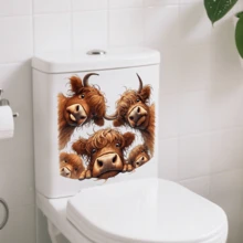 1/3件装趣味高地牛马桶贴纸，可爱装饰乙烯基贴纸，适用于浴室马桶盖或水箱，防水动物主题墙贴和贴纸家居装饰。 - 高地牛 - 查看 6
