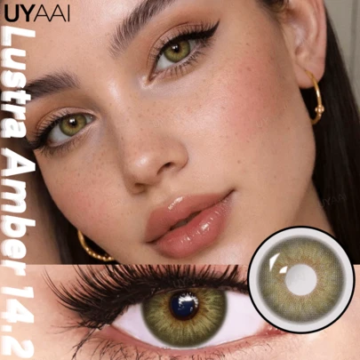 UYAAI 1 Pair Green Color Disposable Colored Contact Lenses 14.2mm, Natural Pupil, Fashionable & Beautiful For Daily Wear, Party Or Cosplay