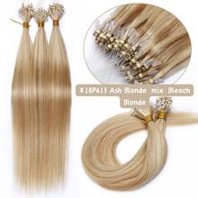 100Strands Micro Ring Loop Tip Remy Human Hair Extensions Straight Micro Beads Link Hair 0.5g/Strand Pelucas De Cabello Humano #1 Jet Black #1B Natural Black #2 Dark Brown #4 Medium Brown #6 Light Brown #24 Natural Blonde #27 Dark Blonde #60 Platinum Blonde #613 Bleach Blonde #4/27 Medium Brown/Dark Blonde #12/613 Golden Brown/Blonde #18/613 Ash Blonde/Bleach Blonde - #18/613 Ash Blonde/Bleach Blonde - 查看 2