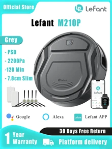 Lefant Rayvon M210P Robot Vacuum Cleaner, 3.1" Ultra-Thin, 11" Diameter, Auto Charging, 2200Pa Suction, 120 Min Runtime, Voice Control, Precise Obstacle Avoidance For Pet Hair & Carpet On Hard Floors In Kitchen, Living Room, Etc. - EU C Type Plug(220-240V) - View 4
