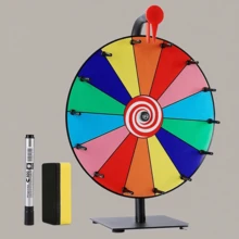 1pc 12-Inch Desktop Spinning Prize Wheel With Sturdy Base, Suitable For Prize Drawings At Parties, Bars, Games, Includes Pointer And Erasable Markers - Multicolor - View 3