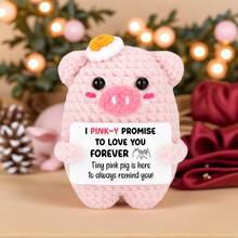 1 pieza Decoración de escritorio hecha a mano a ganchillo, muñeca de cerdo rosa esponjoso lindo, regalo ideal para novia, hermana, mamá, abuela, compañera de trabajo, familia, llavero, energía positiva, creativo, adecuado para fiesta, Navidad, Día de San Valentín, Acción de Gracias, decoración del hogar, regalo pequeño, recuerdo - Multicolor - Ver 7