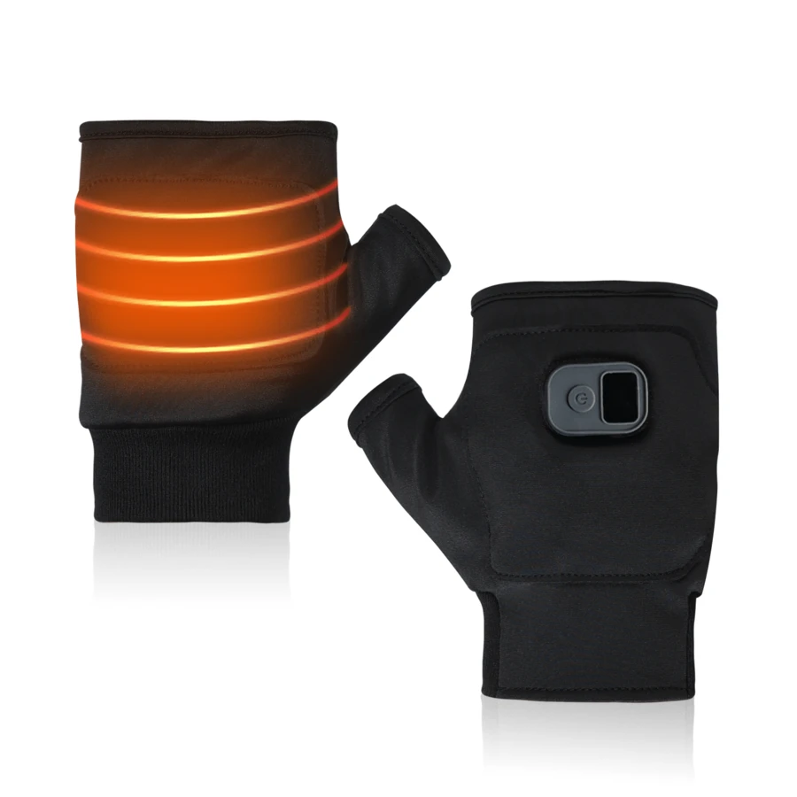 1 Pair Heated Gloves With Digital Display, 3 Temperature Settings (113°F, 122°F, 131°F), 2000mAh Battery, Up To 6 Hours Runtime, USB-C Charging, Fingerless Design, Suitable For Home Office, Housework And Light Outdoor Activities - Black - View 1