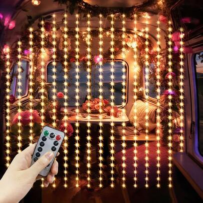 USB供电LED串灯，8种灯光模式，适用于花园、情人节、DIY装饰、背景墙、客厅、卧室、厨房、户外照明、派对、生日、婚礼、露营等场合。