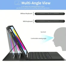 Detachable Rechargeable Touchpad Keyboard Case With Pen Slot, Compatible With Samsung Galaxy Tab / IPad / Redmi Pad SE, Magnetic Bluetooth Keyboard Cover (Pink) - Pink - View 5