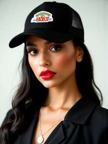 1PC Women's "GOODVIBES" Patch Mesh Hat, Casual Adjustable Snapback Trucker Cap,Y2K Aesthetic Mesh Trucker Hat,Breathable Sun Hat Daily Casual Headwear,Perfect For Casual Outings & Vacation - Multicolor - View 5