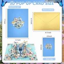 1张3D立体蝴蝶贺卡 - 适合送给妻子、丈夫、女友、妈妈、爸爸、父母（生日、祝贺、感谢、周年纪念） - 彩色 - 查看 2