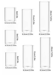 1个/3个透明玻璃水培花瓶，浪漫情人节装饰，简约奢华家居饰品，适合客厅焕新、办公桌改造、婚礼派对装饰 - 透明直筒 - 查看 15