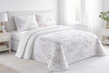 Kynley 夏季及換季床罩，100% 聚酯材質，輕薄柔軟，白色，搭配 45x70 公分枕套 - Flores Morado - 查看 1