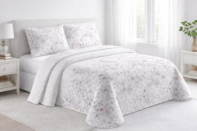 Kynley Colcha bouti para Verano y Entretiempo, Colcha para Cama 100% Poliester, Colcha Cubre Cama Fina, Suave, Blanco con Funda de Cojin 45x70cm
