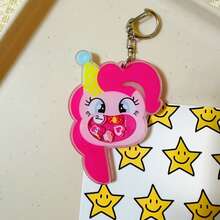 1pc My Little Pony Sweet & Cool Acrylic Shaker Keychain , Pinkie Pie, Fluttershy, Twilight Sparkle, Rarity, Apple Jack & Rainbow Dash Bubblegum Face Keyrings, Bag Charms For Women & Pony Fans - Multicolor - View 7