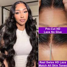 28 Inch 5*5 4*4 Pre-Cut Glueless Human Hair Headband Wig For Women, Wavy Hairstyle 13*4 Glueless Lace Front Wig With Baby Hair, Natural Hairline, High-Quality Mixed Wig - Natural & Black - View 5