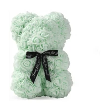 1PC Rose Bear Figurine Mini Foam Bear Cute Home Decor, Romantic Artificial Flower Design, Suitable For Mother's Day, Father's Day, Graduation, Valentine's Day, Wedding Party, Birthday, Window & Tabletop Decor, Perfect Gift For Family & Friends - 綠色 - 查看 3