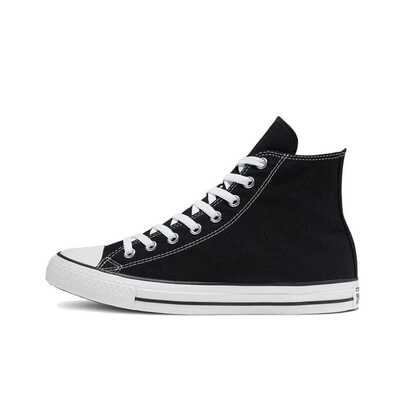 Converse Chuck Taylor All Star Round Toe Lace-Up Durable High-Top Canvas Shoes, Unisex, Black.