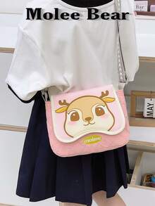 Bolsos bandolera de dibujos animados de animales para niños de Molee Bear - Diseños de oso, monstruo, ciervo y cerdo para niñas y niños pequeños - Rosa - Ver 7