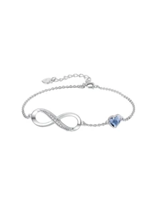 طقم قلادة وسوار من الفضة الإسترليني عيار 925 مرصع بالماس الأزرق، هدية فاخرة فرنسية خالية من الحساسية مع علبة هدايا - فضي - مشاهدة 4