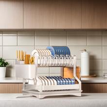 Rust-Proof 2 Tier Dish Drainer (White) - Premium Stainless Steel Kitchen Drying Rack With Cutlery Holder And Removable Water Tray - White - View 3