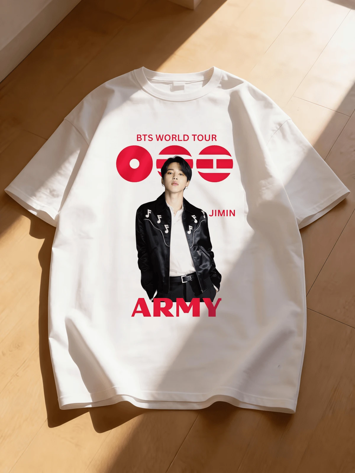 BTSBTS World Tour JIMIN Oversized Cotton T-Shirt - ARMY Fan Merchandise Relaxed Fit White Casual Top - 白色 - 查看 1