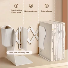 Adjustable Book Stand With Pen Holder, Desk Book Organizer Rack With Bookend Office Desk Accessories Desk Accessories Office Supplies Office Decor - Rectangle - View 1