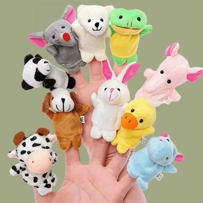 10 Pack Animal Finger Puppets Plush Set - Soft Cute Cartoon Animal Finger Puppets, Educational Story Time Toys For Teens, Birthday Shower Gifts, Classroom Prizes & Interactive Play