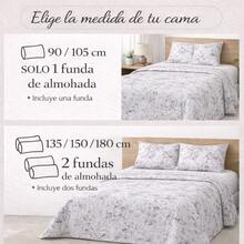 Kynley 夏季及換季床罩，100% 聚酯材質，輕薄柔軟，白色，搭配 45x70 公分枕套 - Flores Morado - 查看 5