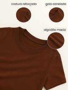 Women's Gym T-Shirt, 100% Cotton, Round Neck Shirt - 鏽棕色 - 查看 3