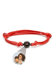 Pulsera trenzada con proyección de foto y dibujos animados personalizable | Diseño de cordón multicolor ajustable | Joyería conmemorativa personalizada | Ideal para parejas, regalos festivos y uso diario - Multicolor - Ver 12
