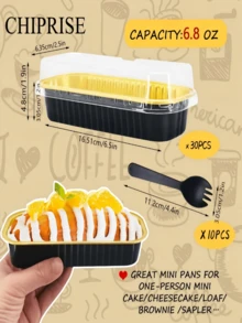 CHIPRISE 60-Piece Mini Loaf Pan Set (30 Pans + 30 Lids) Mini Cake Pans For Baking Aluminum Foil Bread Pans Bread Baking Pans Mini Cake Containers With Lids Ideal For Parties, Picnics, Holidays, And More Available In Multiple Colors - Black and Gold - View 8