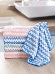 10pcs/5pcs, Kitchen Rag, Cleaning Cloth, Oil-Free Dishwashing Cloth, Multifunctional Cleaning Towel, Household Rag, Kitchen Bathroom Cleaning Towel, Durable Absorbent Towel, Easily Remove Stains And Grease, Cleaning Supplies, Cleaning Gadgets - Thickened Version - View 3