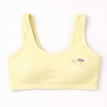 Set Of 3 Girls' Basic Printed Tank Top Bra Set With Removable Padding, Straps, Comfortable, Sizes 8-12 Years - Nhiều màu - Xem 7