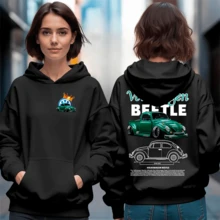 Blusa Moletom Fusca Beetle Customizado - Preto - Visão 5